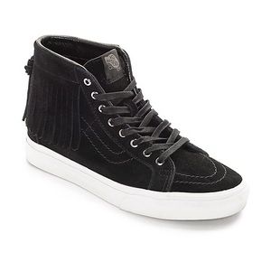 Vans Sk8 Hi Black Suede Classic Fringe